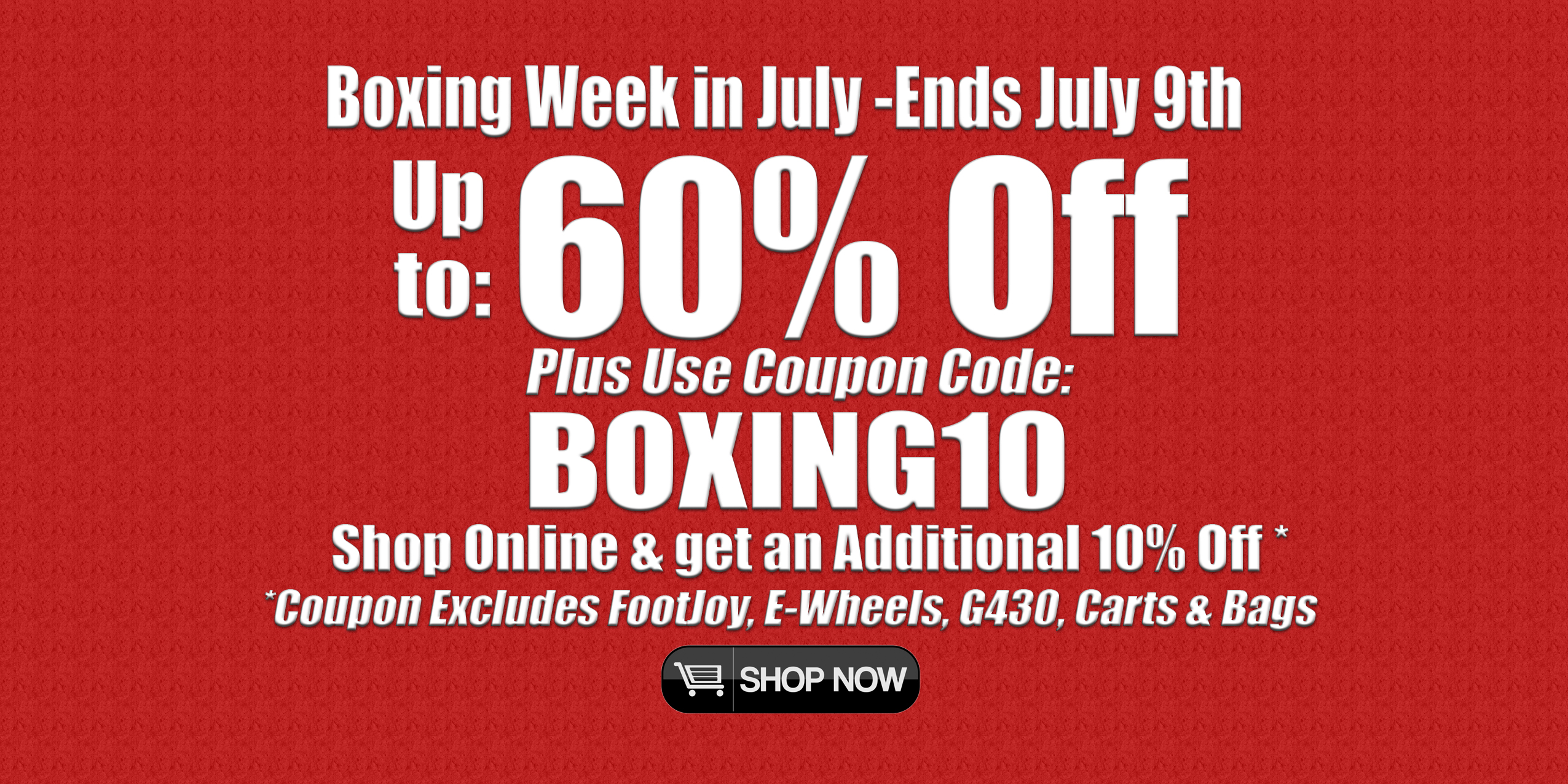 Image of Riverside Golf Centers Boxing Week in July Banner Sale on Golf Clubs, Bags, Carts, Clothing, Balls and Equipment