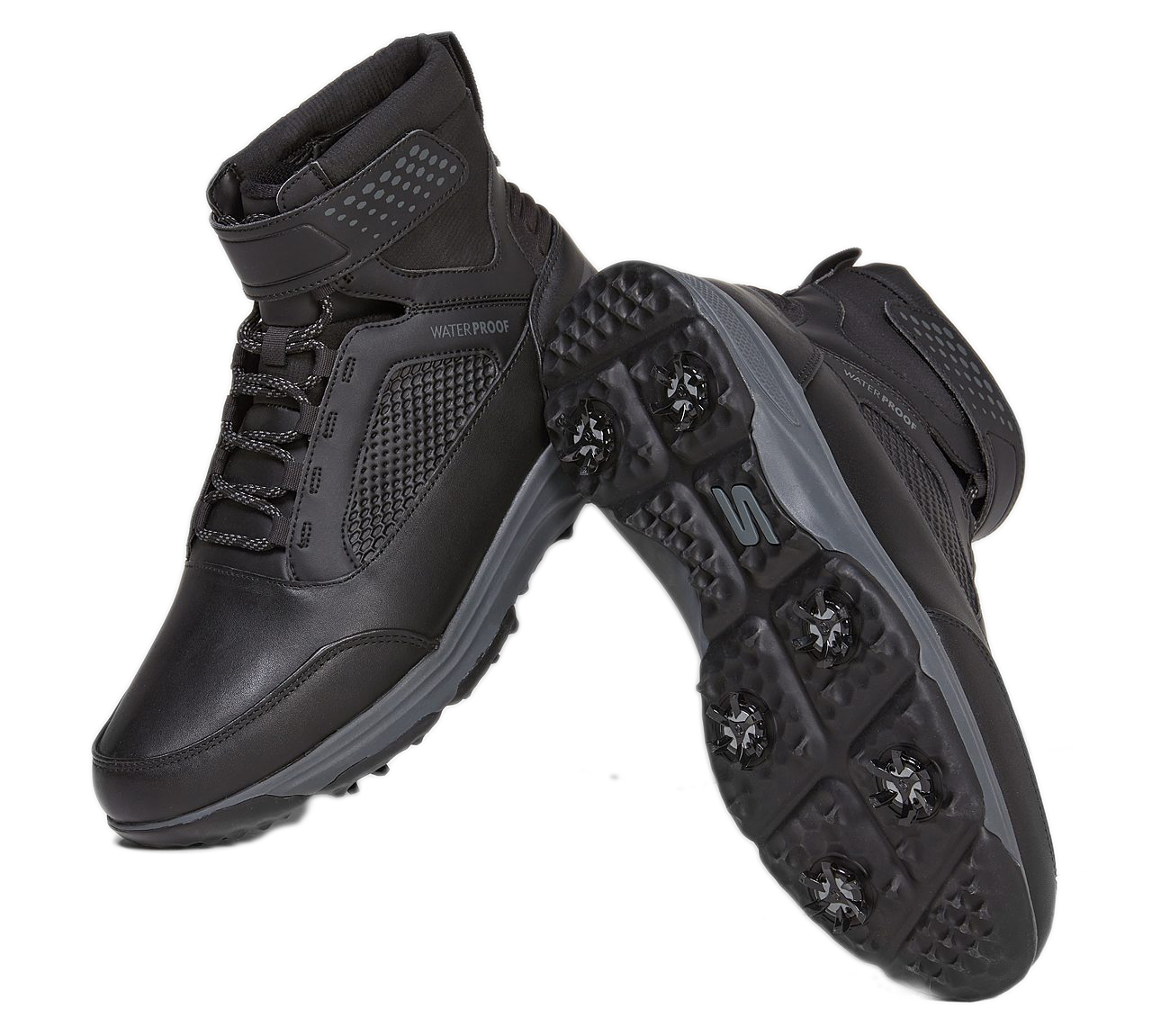 skechers mens black leather boots