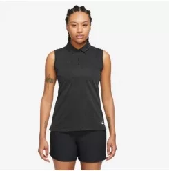 Nike Women's Dri-FIT Victory Sleeveless Printed Polo - BLACK / WHITE