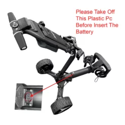 Image of Axglo E5 Follow Electric Golf Push Cart Grey Top Battery Instruction