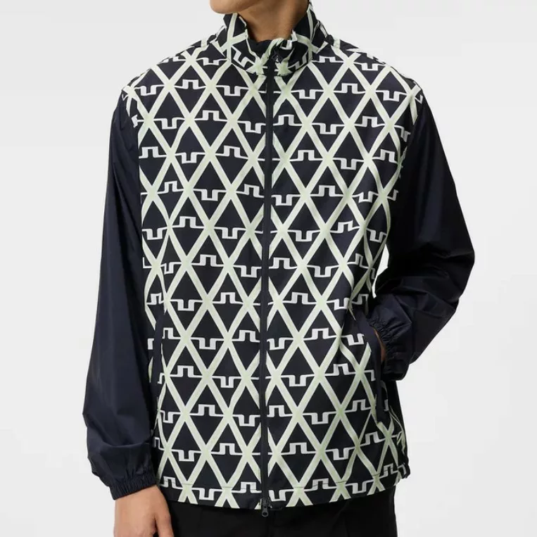 J.Lindeberg Men's Lear Printed Wind Jacket | Geo JL Navy