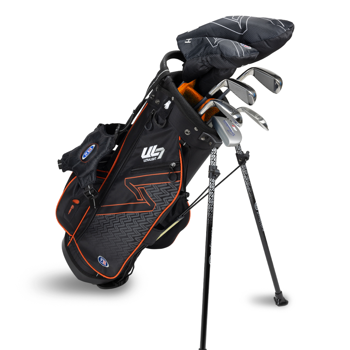 U.S. Kids Golf UL7 51 7-Club Junior Set Graphite Black/Orange Bag (130cm to 137cm)