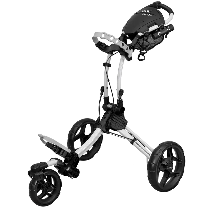 ROVIC クリックギア RV1S プッシュカート (ホワイト) Rovic RV1S 2.0 Golf Push Cart by Clicgear | White - Riverside Golf