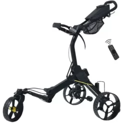 Image of Alphard CyberCart Electric Golf Caddy Black & Yellow with Remote