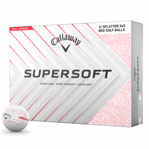 Callaway HX RED ゴルフボール 3ピース 12球入 Callaway Supersoft Splatter 360 Golf Balls | Red - Dozen Pack
