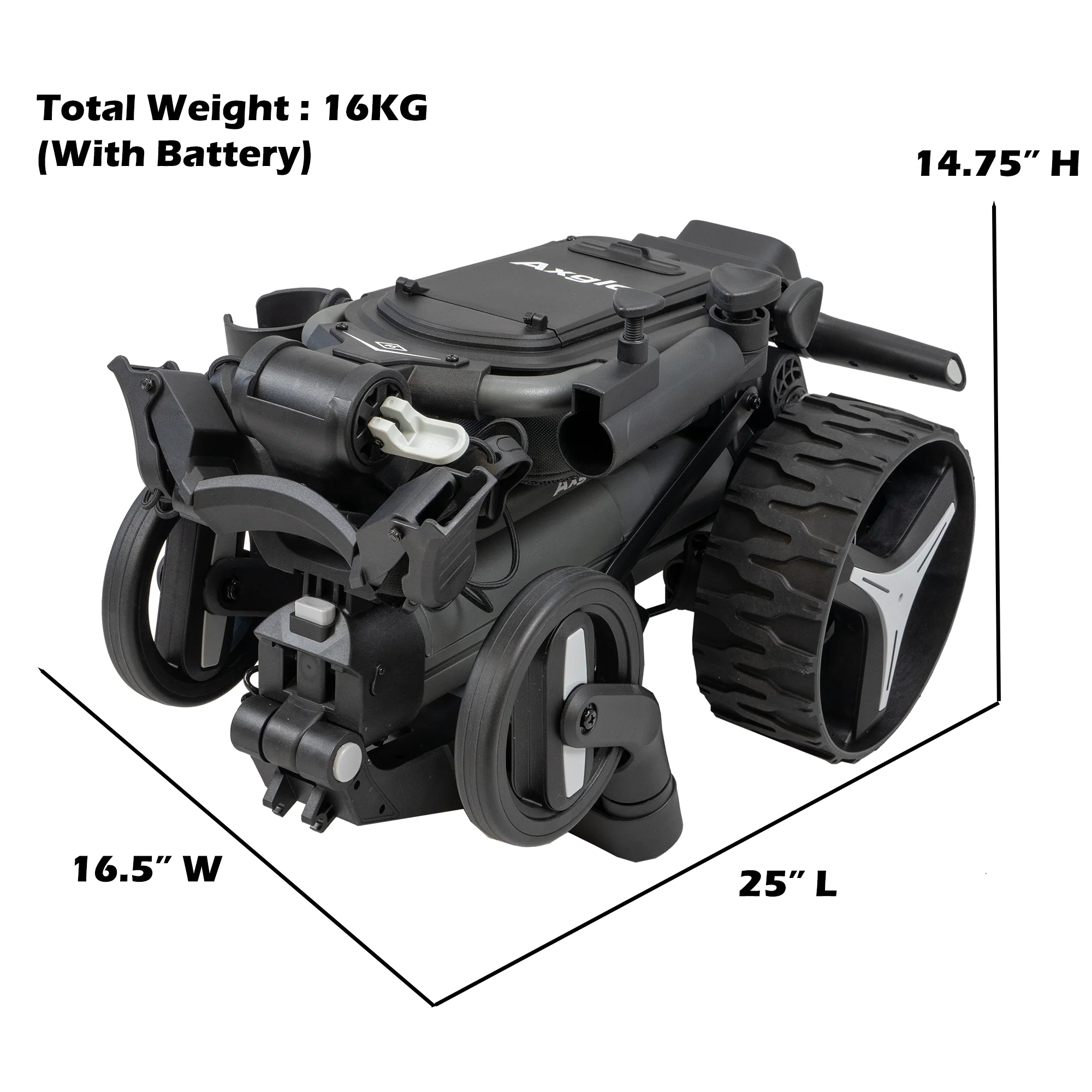 Image of Axglo E5 Electric Golf Push Cart Folded Dimensions