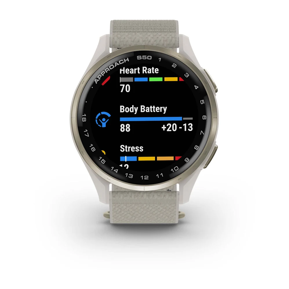 Garmin Approach S50 GPS Golf Smartwatch | Cream Gold Aluminum