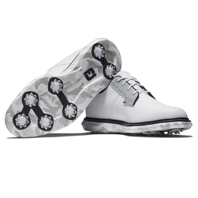 FootJoy Men's Traditions Blucher Spiked Golf Shoe | White / Grey