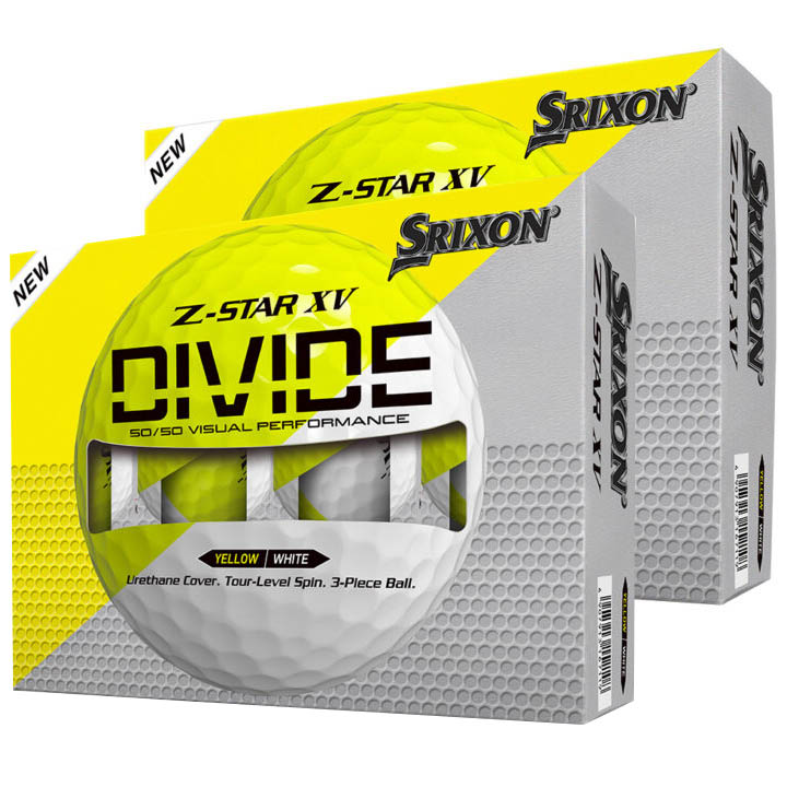 Srixon Z-Star XV Divide Golf Balls | White / Tour Yellow – 2 Dozen