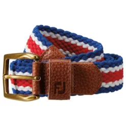 Image of Footjoy Striped Braided Belt Twiglight, Racing Red & White