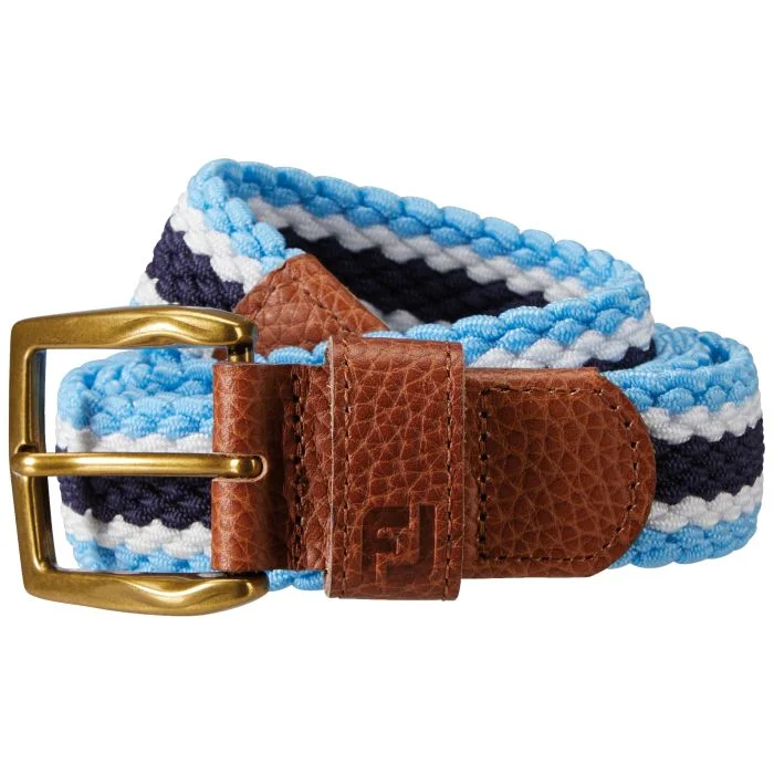 FootJoy Striped Braided Golf Belt True Blue/Navy/White