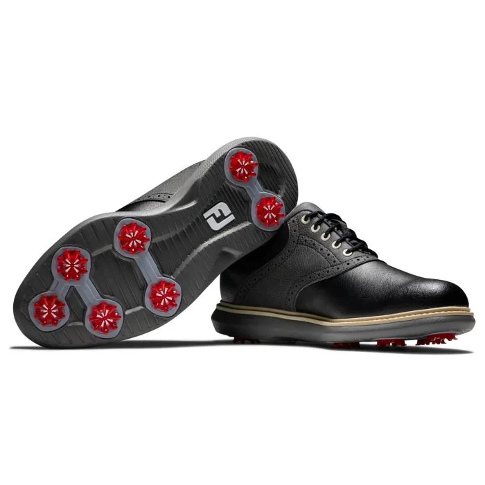 FootJoy Men's Traditions Saddle Golf Shoes | Black/Grey - Wide