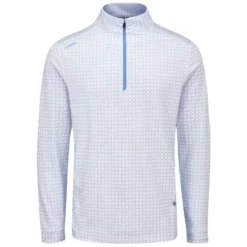 Image of Men's Ping Latham Half Zip Midlayer Cornflower Blue & White