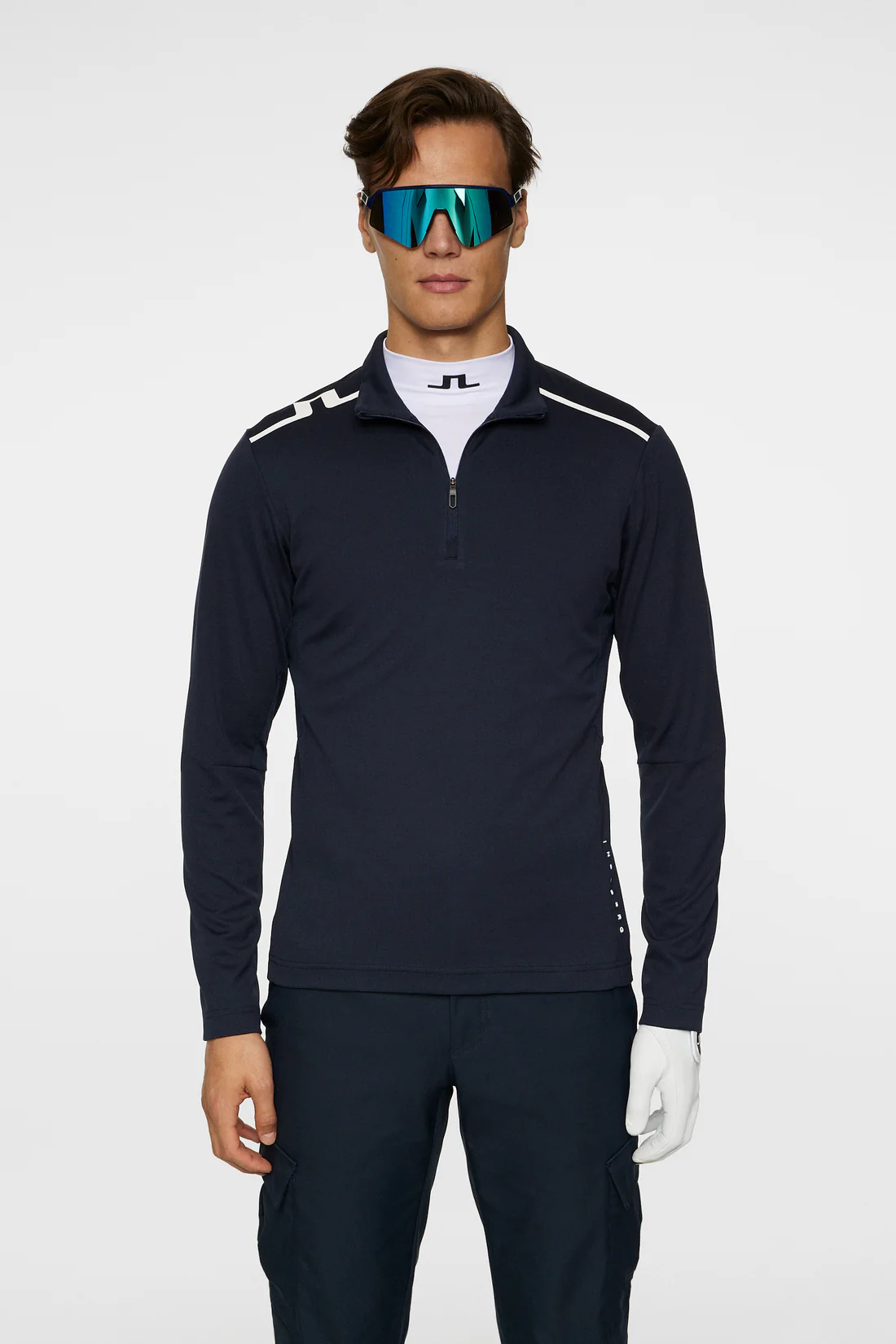 J.Lindberg Leon Quarter Zip Mid Layer | Navy - Riverside Golf