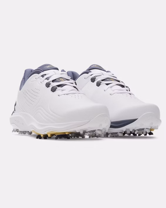 Under Armour Drive Pro Golf Shoes | White / Metallic Gold / Downpour Gray