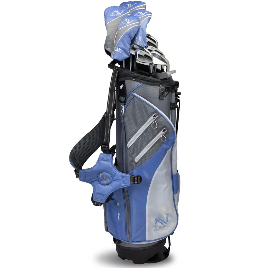 US Kids Women's AV Cloud-63 Stand Bag Set | 11 Clubs – Graphite Shafts – Gray / White / Blue – Height 5'3″ to 5'6″