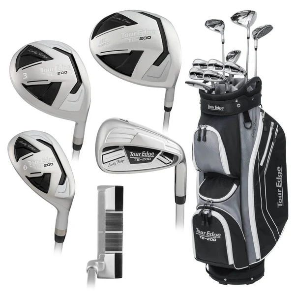 Tour Edge TE-200 Lady Edge Women's Complete Set | RIGHT HAND - Black / Silver Cart Bag - Standard Length 5'3" to 5'8" - Image 7