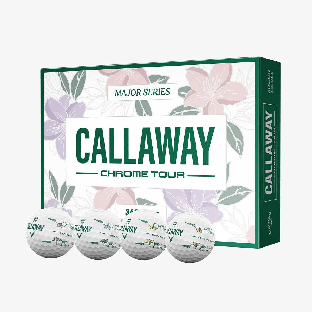 Callaway Chrome Tour April Major Golf Balls | White – Floral 360 Stripe – Dozen Pack (2026)