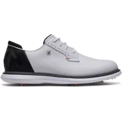 Image of 57979 Footjoy Traditions Blucher Golf Shoes White, Black and Red