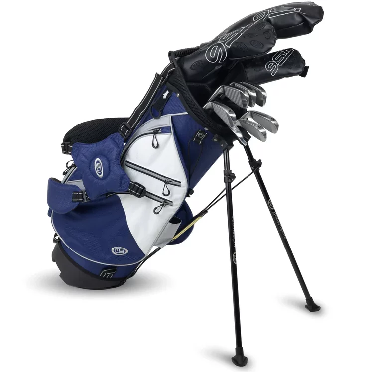US Kids Tour Series TS6-48 10 Club Stand Bag Set Graphite Shafts – Intermediate to Advanced | Height 123cm to 130cm – Navy / White Stand Bag