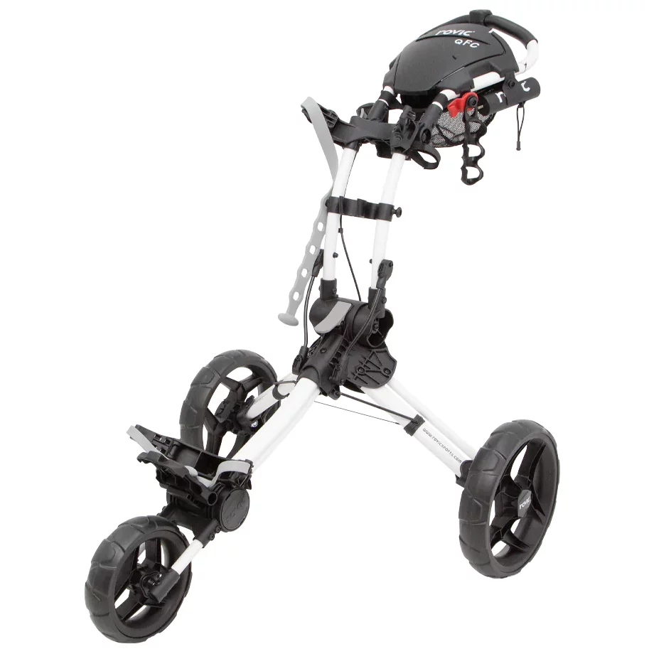 Rovic QFC Quick Fold Compact Golf Push Cart | White