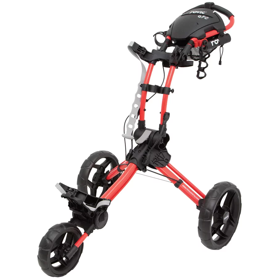 Rovic QFC Quick Fold Compact Golf Push Cart | Red