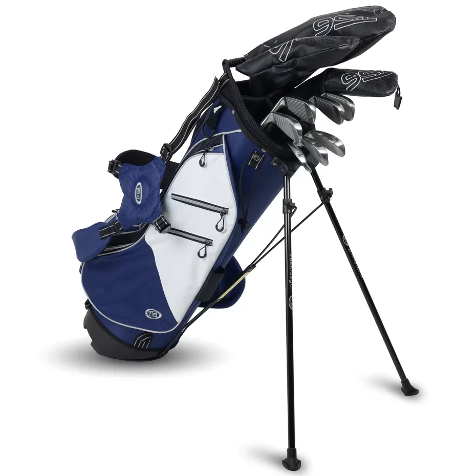 US Kids Tour Series TS6-54 10 Club Stand Bag Set Graphite Shafts – Intermediate to Advanced | Height 137cm to 145cm – Navy / White Stand Bag