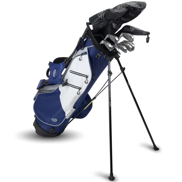 US Kids Tour Series TS6-66 10 Club Stand Bag Set Combo Steel / Graphite Shafts – Intermediate to Advanced | Height 167cm to 175cm – Navy / White Stand Bag