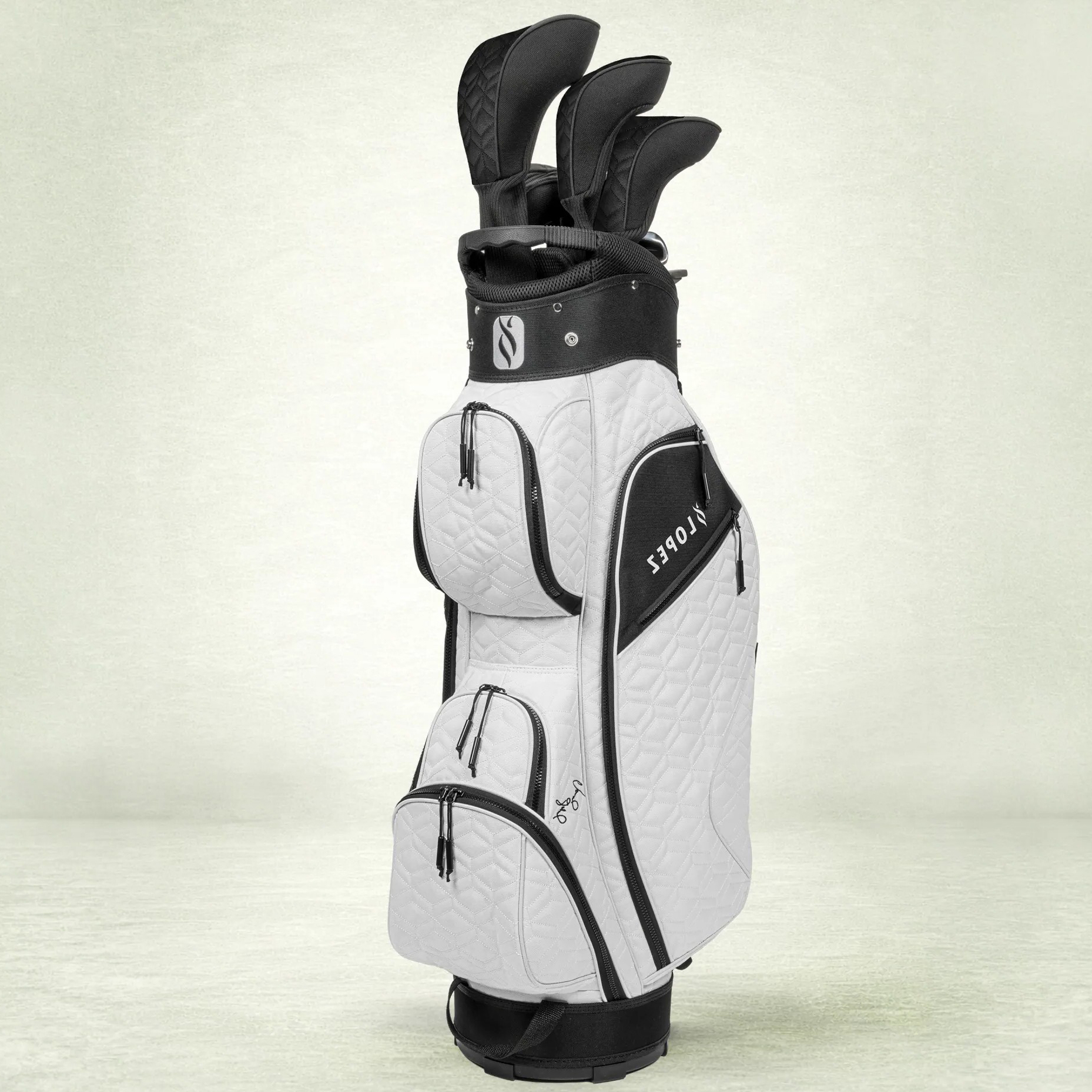 Nancy Lopez Women's Signature 19Pc Cart Bag Package Set | White Canvas – LEFT HAND – Standard Height 5'3″ to 5'8″ (2026)