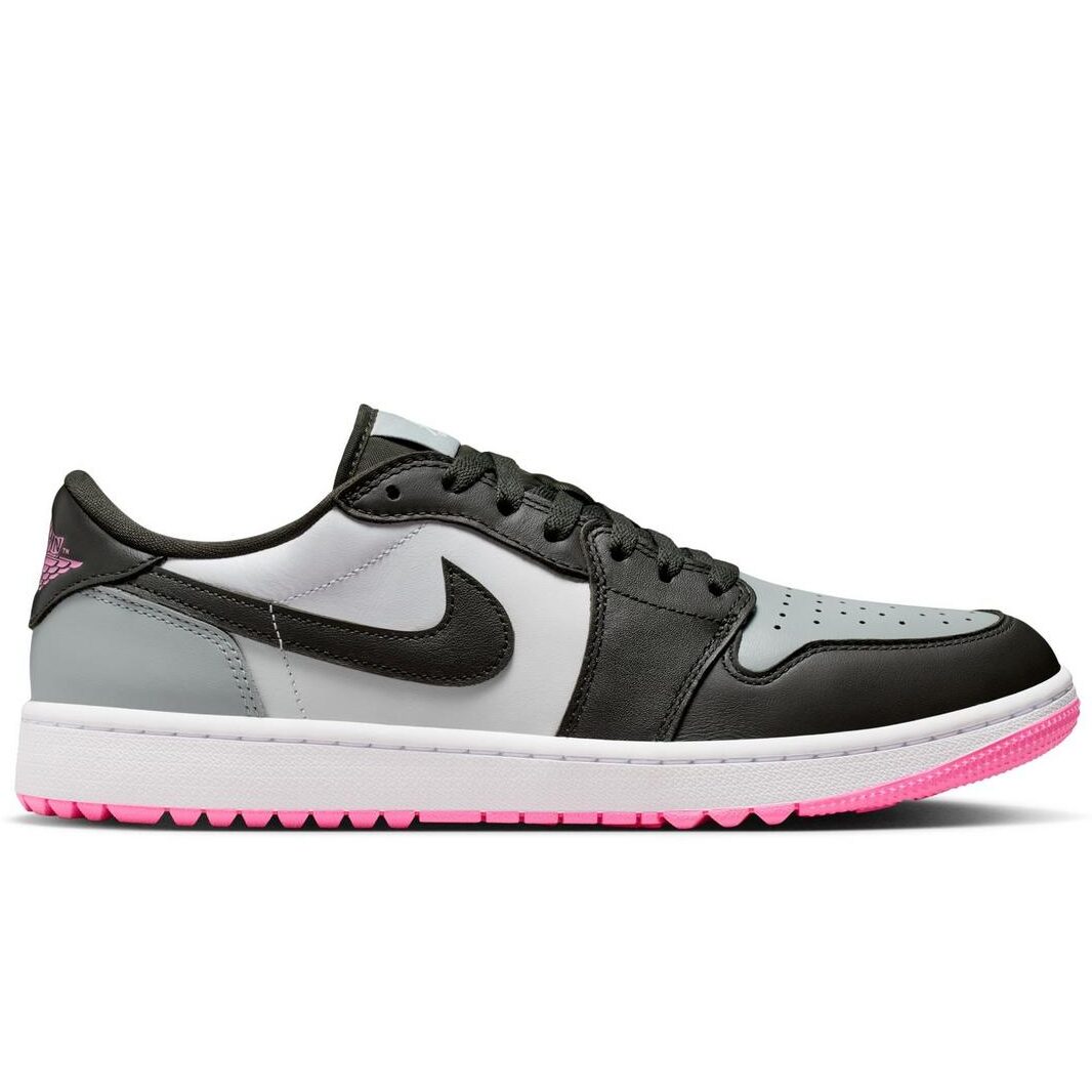 Nike Air Jordan 1 Low Spikeless Golf Shoes | White / Light Pumice / Pink Glow / Sequoia