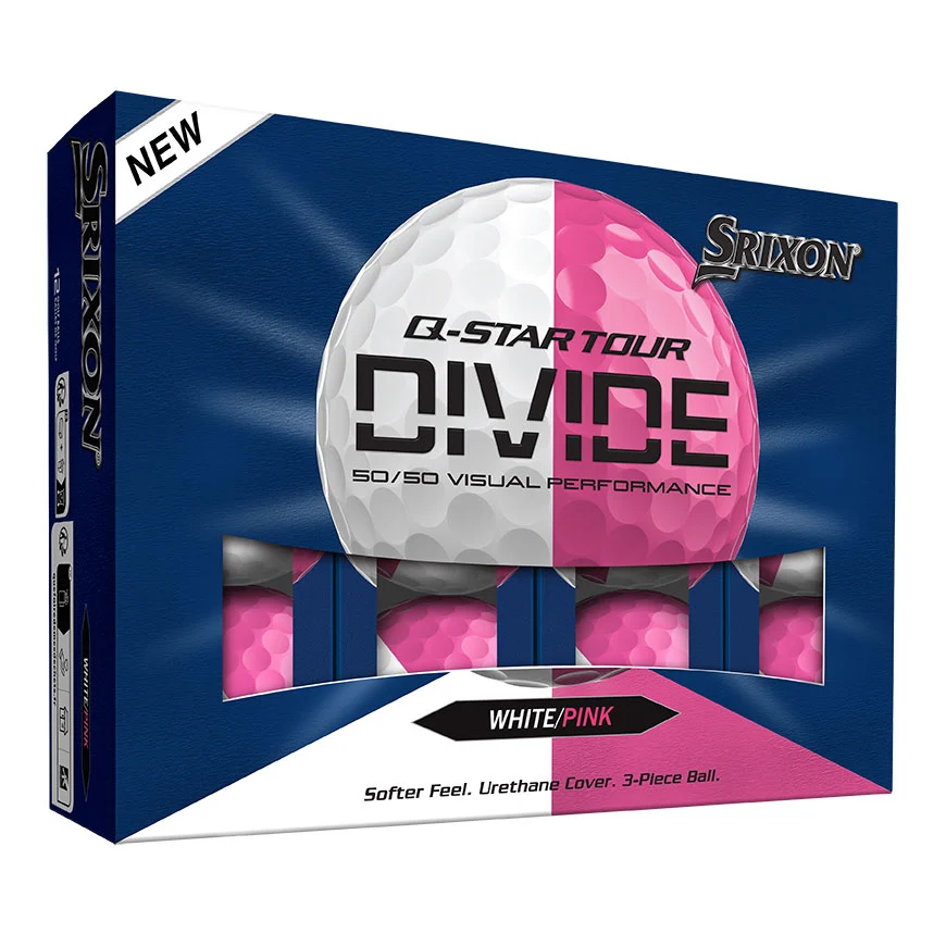 Srixon Q-Star Tour Divide Golf Balls | White / Pink – Dozen Pack