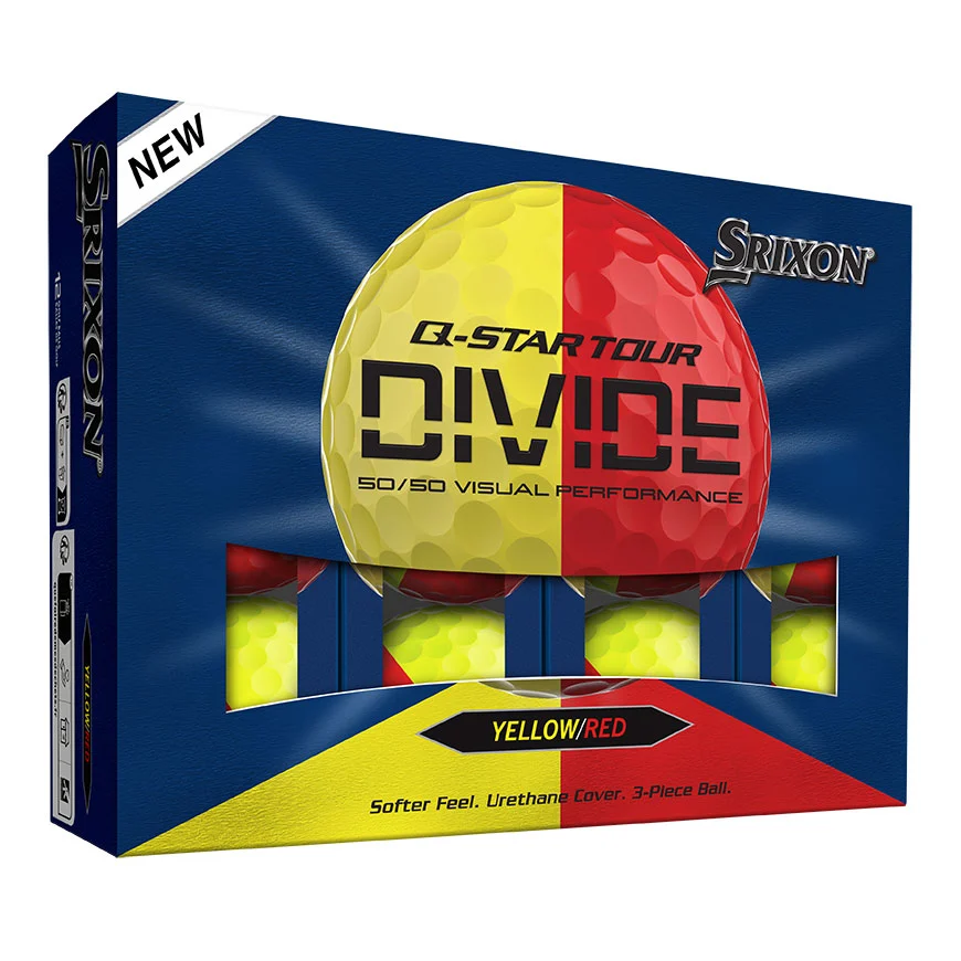 Srixon Q-Star Tour Divide Golf Balls | Yellow / Red – Dozen Pack