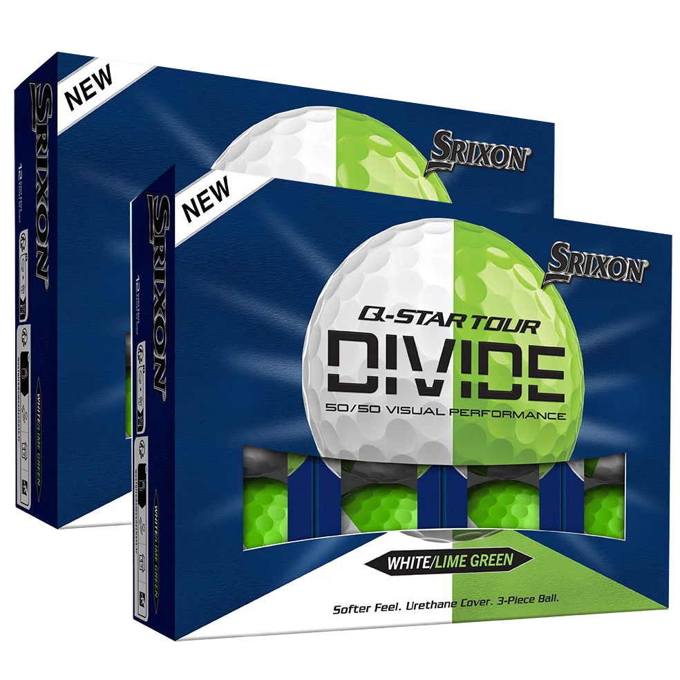 Srixon Q-Star Tour Divide Golf Balls | White / Green – 2 Dozen
