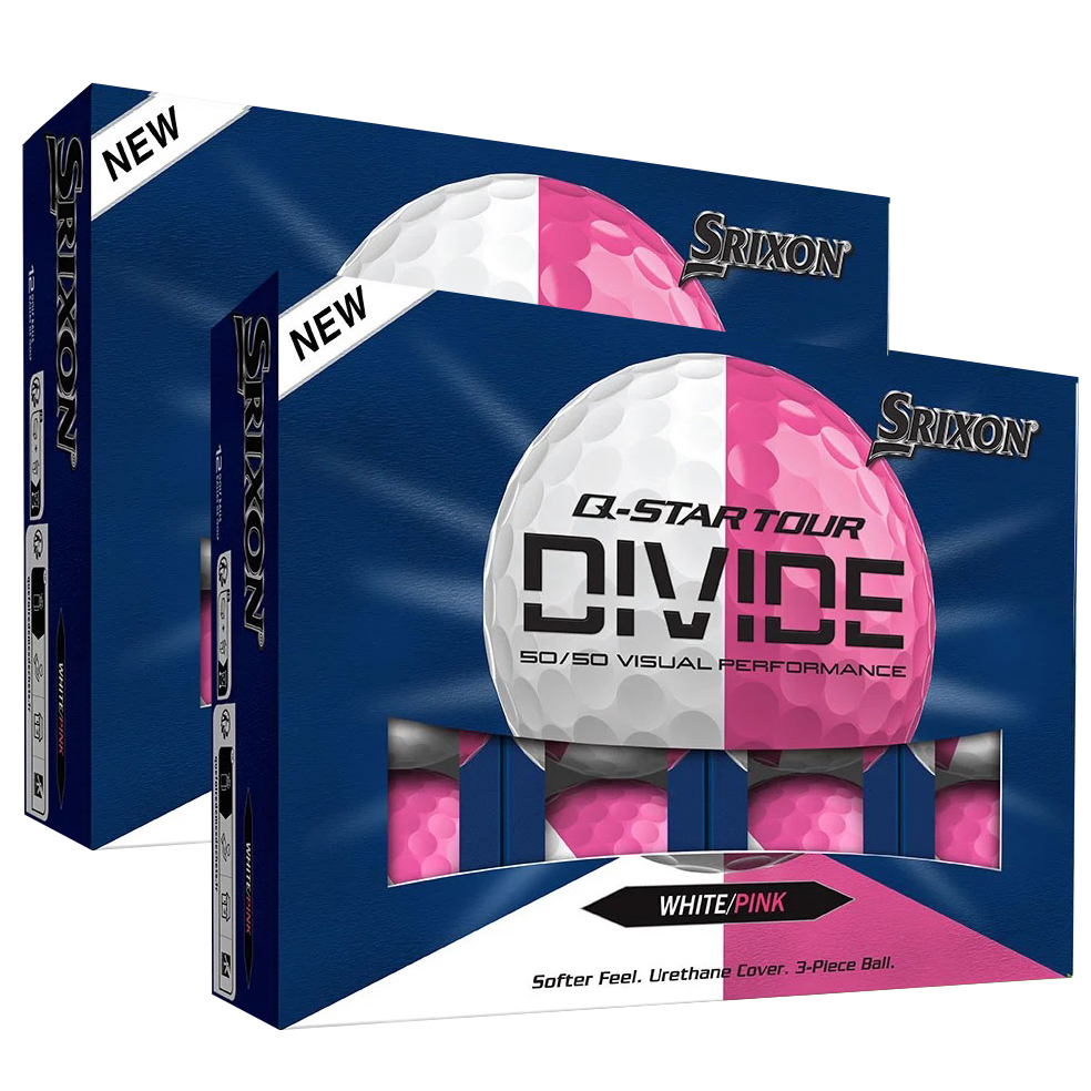 Srixon Q-Star Tour Divide Golf Balls | White / Pink – 2 Dozen