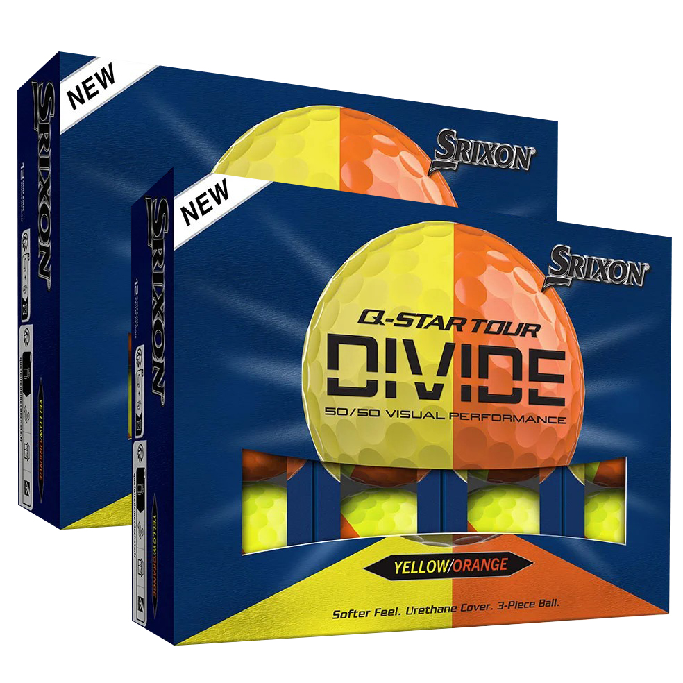 Srixon Q-Star Tour Divide Golf Balls | Yellow / Orange – 2 Dozen